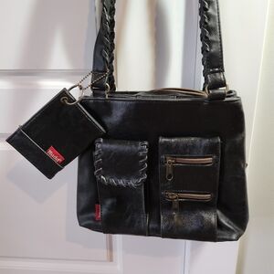 Y2K Mudd Black Shoulder Bag with Braided Detail